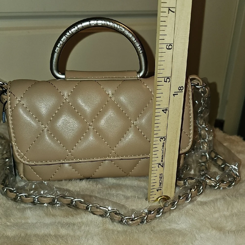 French Connection Beige Quilted Mini Bag - Picture 5 of 13